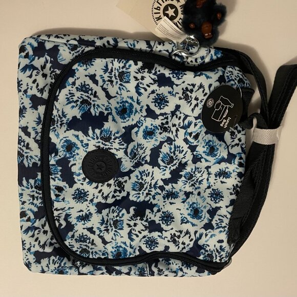 Kipling Lunch Bag NWT Navy Blue and White Flowers - Picture 5 of 8